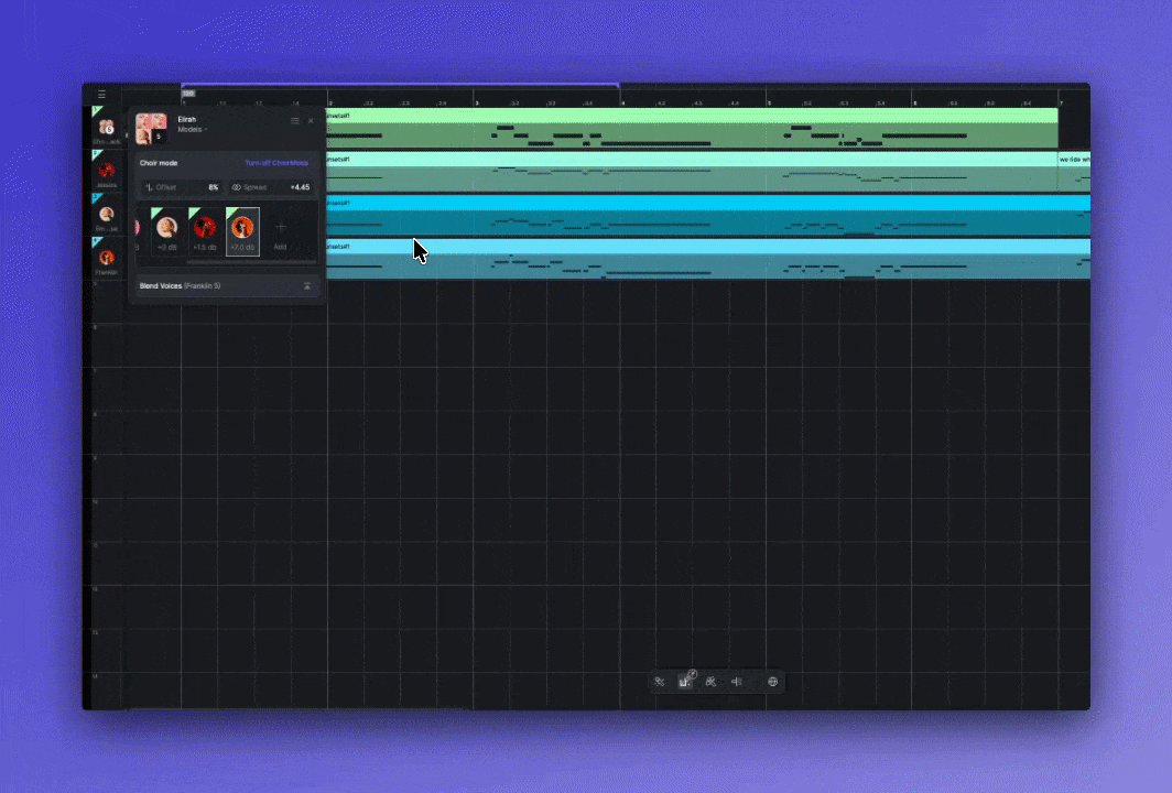 Saving a custom AI Choir configuration as a reusable preset in the ACE Studio Voice Library.