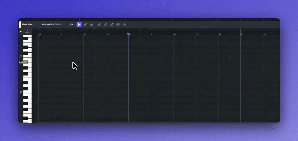 Setting the grid to '3 Cell/Beat' in ACE Studio to input triplets.