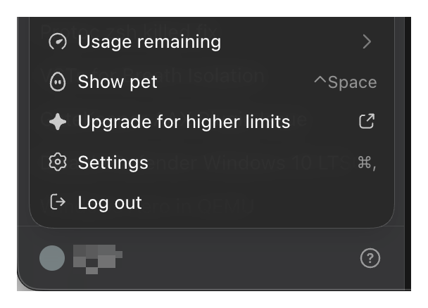 Open Settings from user profile menu