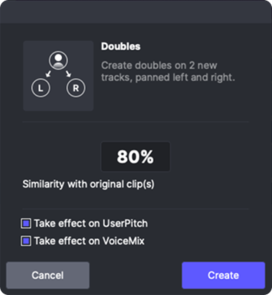 ACE Studio's vocal double panel.